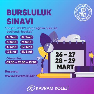 Yüz Yüze Bursluluk Sınavı Başvuruları İçin www.kavram.k12.tr